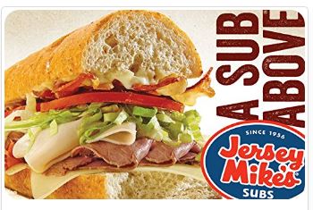 $100 Jersey Mike's eGift Card - eMail Delivery Only!